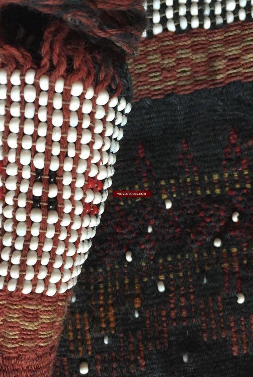 881 SOLD Vintage Batak Ulos - Beaded Shoulder Cloth of the Batak People-WOVENSOULS-Antique-Vintage-Textiles-Art-Decor
