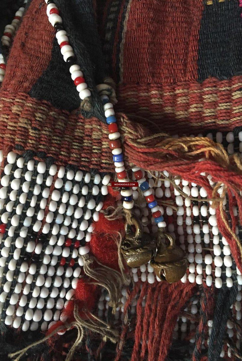 881 SOLD Vintage Batak Ulos - Beaded Shoulder Cloth of the Batak People-WOVENSOULS-Antique-Vintage-Textiles-Art-Decor
