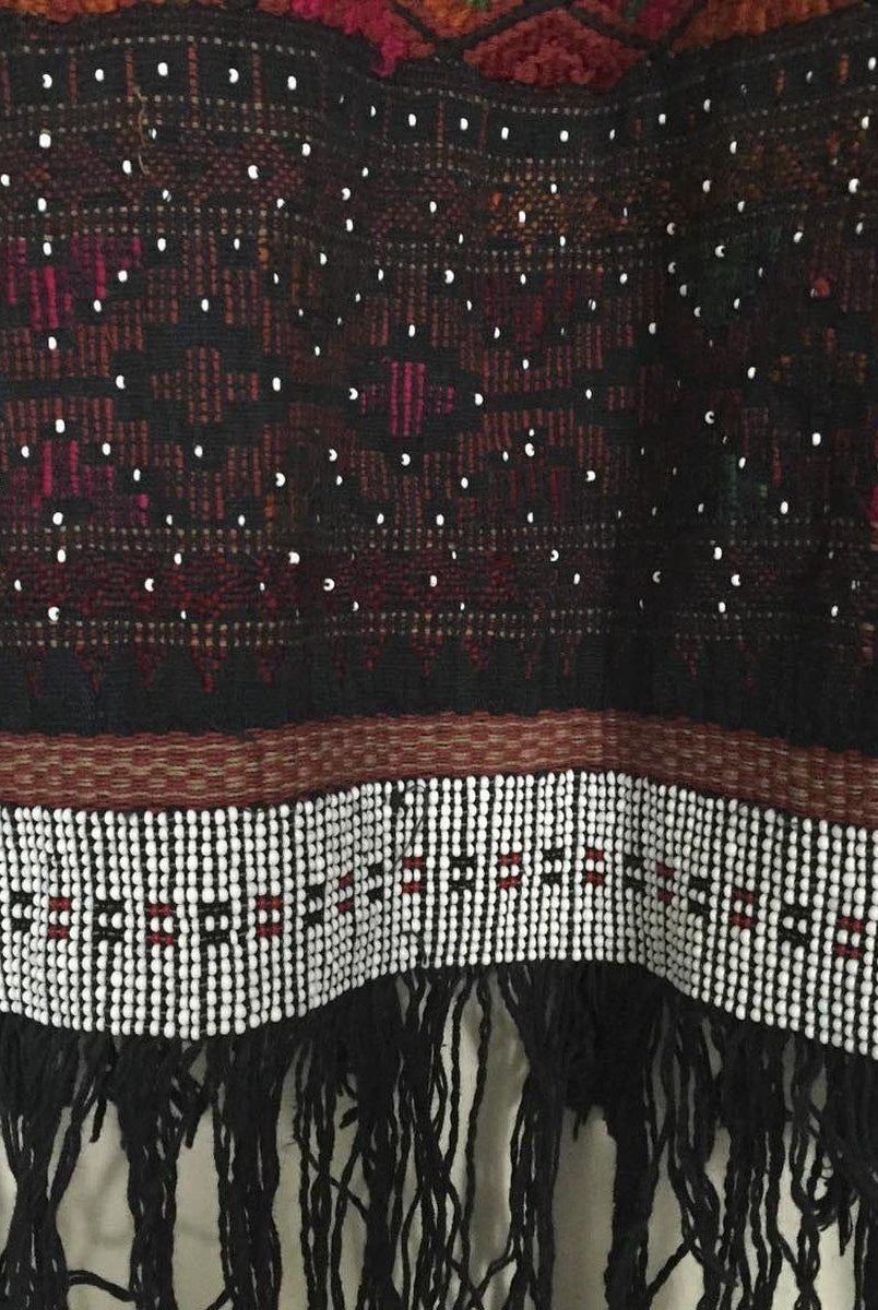 881 SOLD Vintage Batak Ulos - Beaded Shoulder Cloth of the Batak People-WOVENSOULS-Antique-Vintage-Textiles-Art-Decor