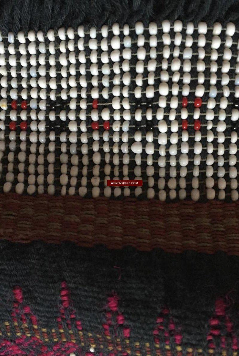 881 SOLD Vintage Batak Ulos - Beaded Shoulder Cloth of the Batak People-WOVENSOULS-Antique-Vintage-Textiles-Art-Decor