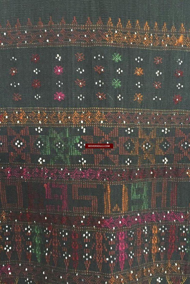 881 SOLD Vintage Batak Ulos - Beaded Shoulder Cloth of the Batak People-WOVENSOULS-Antique-Vintage-Textiles-Art-Decor