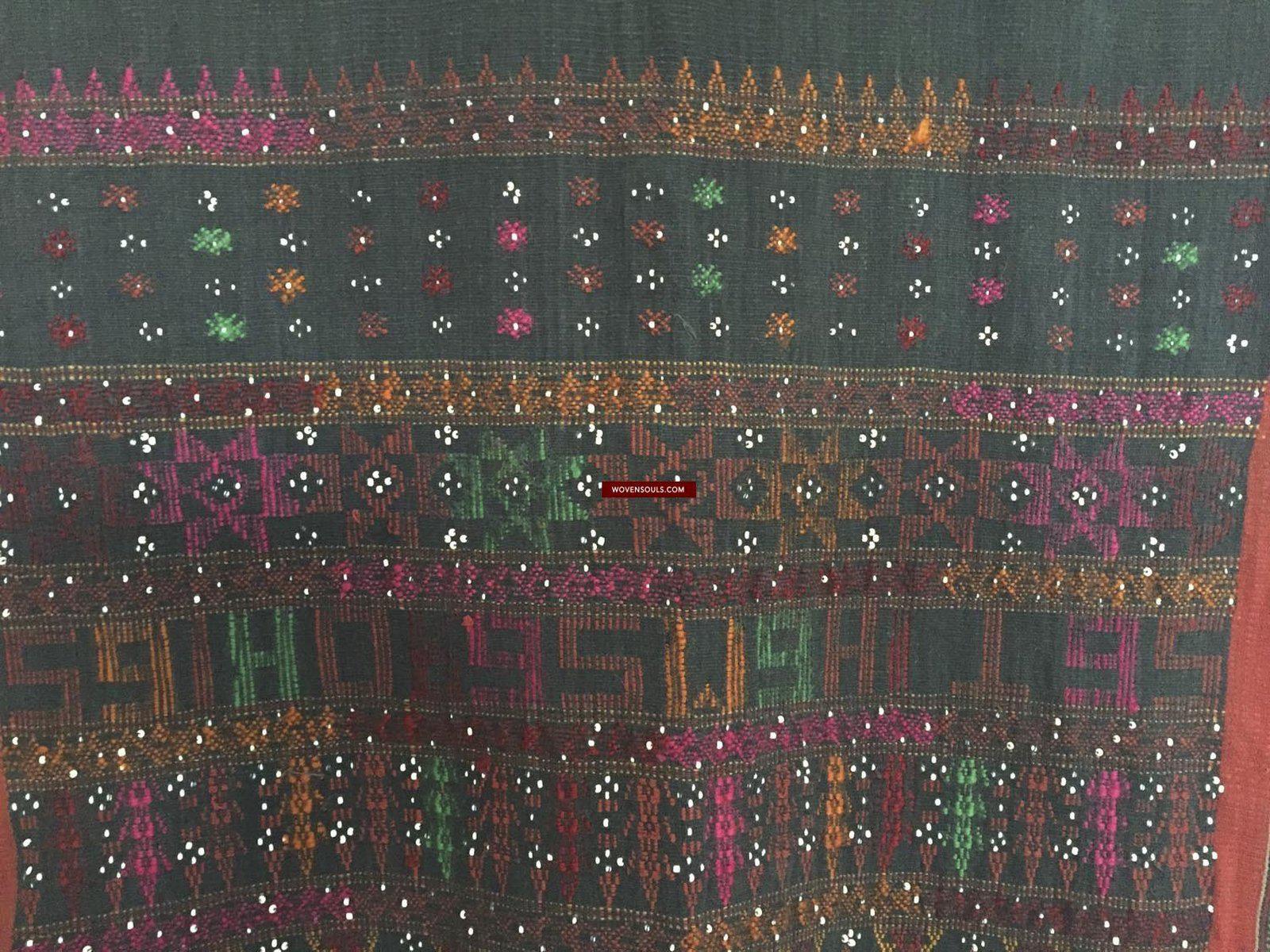 881 SOLD Vintage Batak Ulos - Beaded Shoulder Cloth of the Batak People-WOVENSOULS-Antique-Vintage-Textiles-Art-Decor