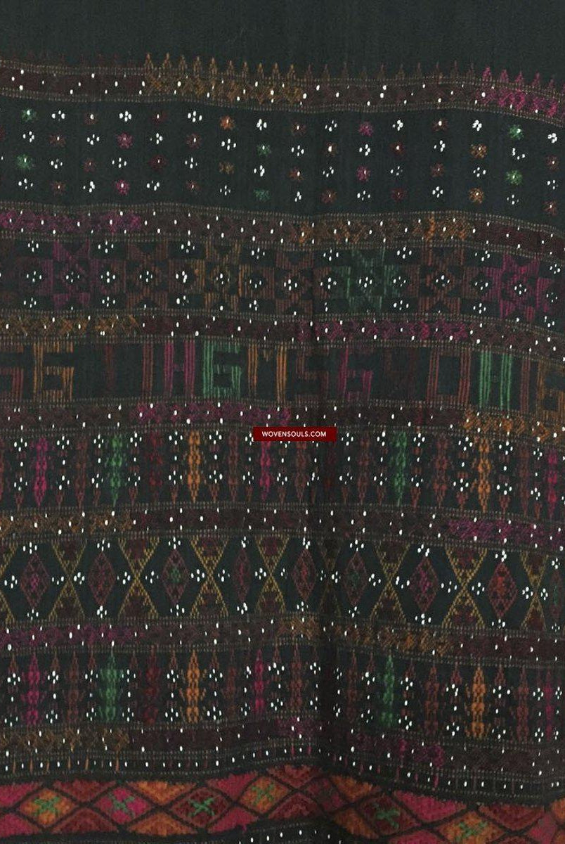 881 SOLD Vintage Batak Ulos - Beaded Shoulder Cloth of the Batak People-WOVENSOULS-Antique-Vintage-Textiles-Art-Decor