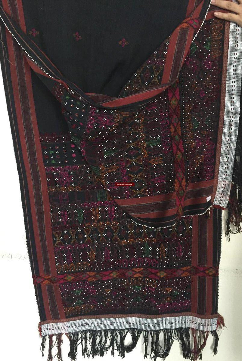 881 SOLD Vintage Batak Ulos - Beaded Shoulder Cloth of the Batak People-WOVENSOULS-Antique-Vintage-Textiles-Art-Decor