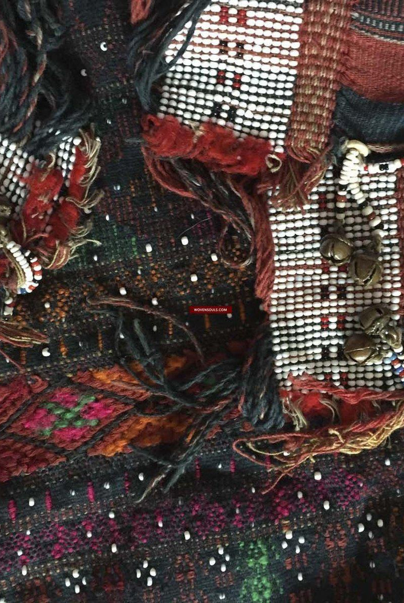 881 SOLD Vintage Batak Ulos - Beaded Shoulder Cloth of the Batak People-WOVENSOULS-Antique-Vintage-Textiles-Art-Decor