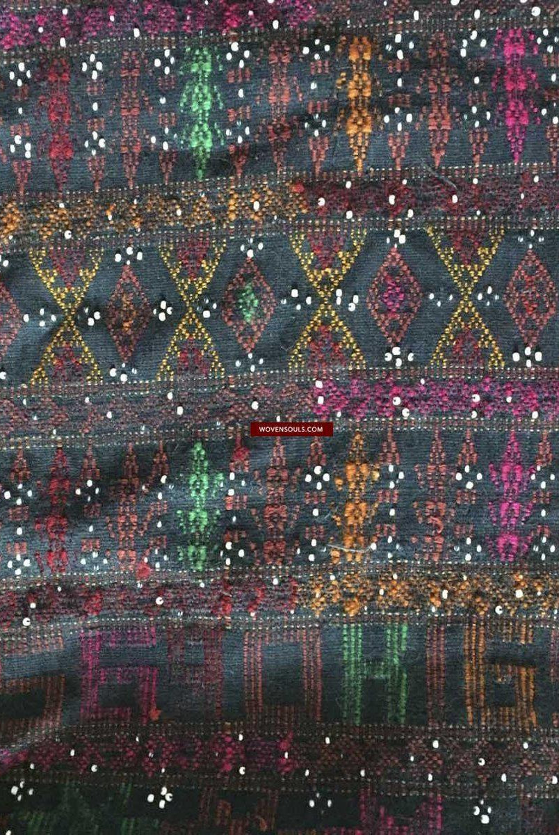 881 SOLD Vintage Batak Ulos - Beaded Shoulder Cloth of the Batak People-WOVENSOULS-Antique-Vintage-Textiles-Art-Decor
