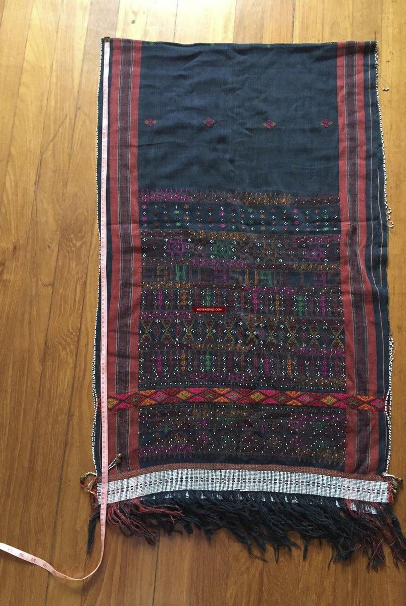 881 SOLD Vintage Batak Ulos - Beaded Shoulder Cloth of the Batak People-WOVENSOULS-Antique-Vintage-Textiles-Art-Decor