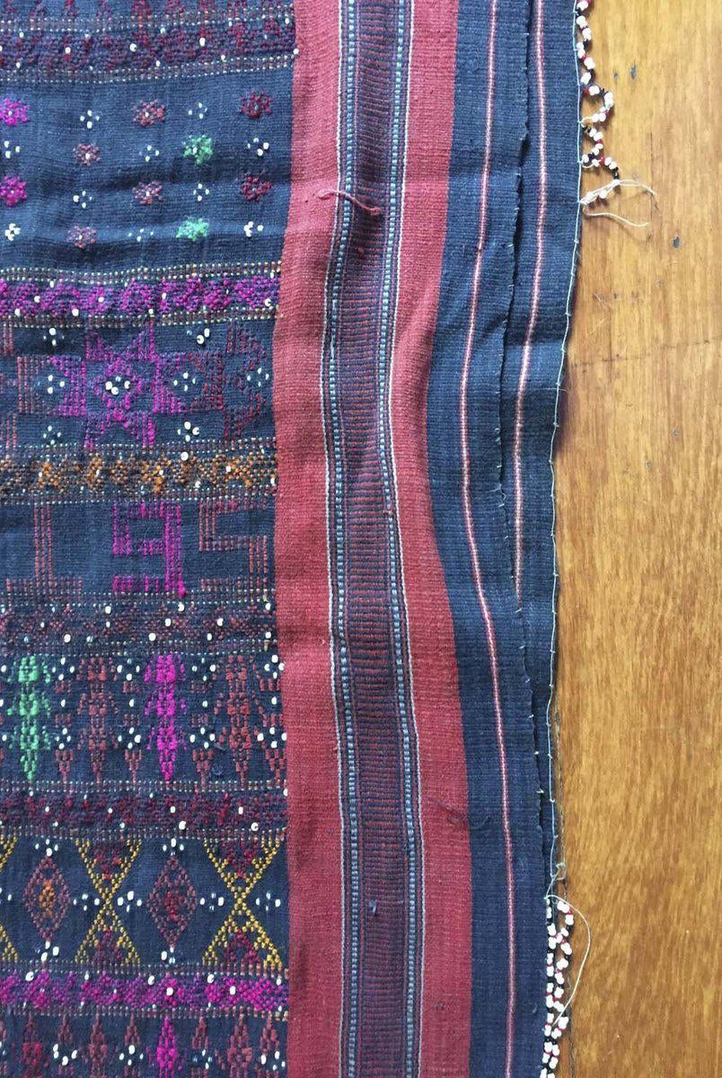 881 SOLD Vintage Batak Ulos - Beaded Shoulder Cloth of the Batak People-WOVENSOULS-Antique-Vintage-Textiles-Art-Decor