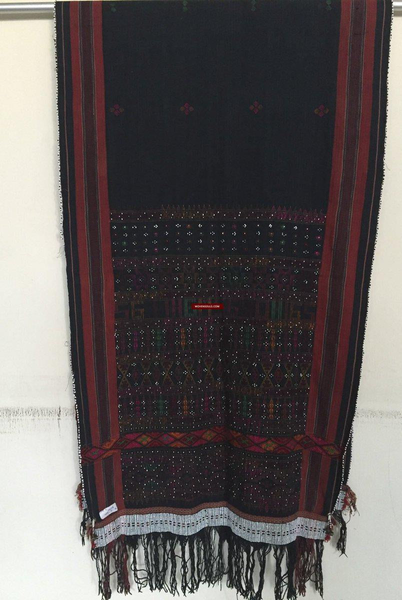 881 SOLD Vintage Batak Ulos - Beaded Shoulder Cloth of the Batak People-WOVENSOULS-Antique-Vintage-Textiles-Art-Decor