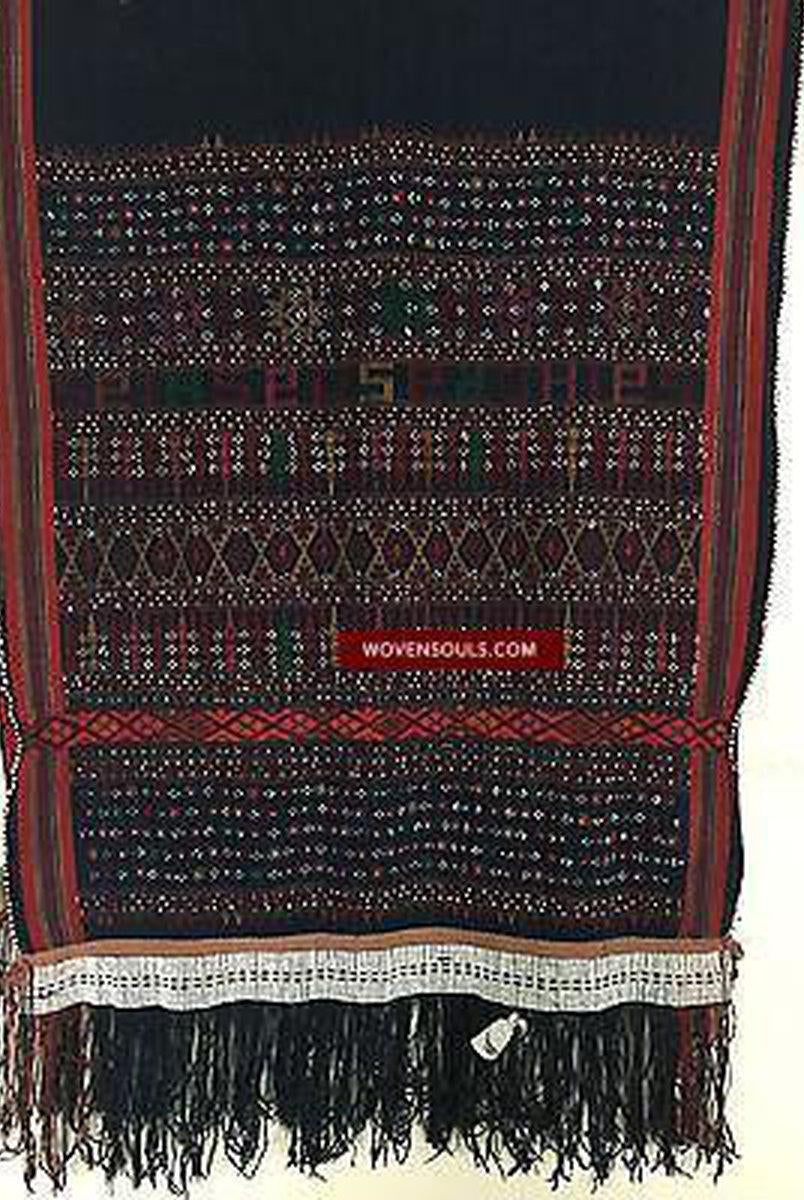 882 SOLD Rare Beaded Batak Shoulder Cloth Ulos-WOVENSOULS-Antique-Vintage-Textiles-Art-Decor