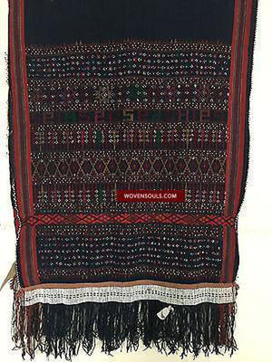882 SOLD Rare Beaded Batak Shoulder Cloth Ulos-WOVENSOULS-Antique-Vintage-Textiles-Art-Decor