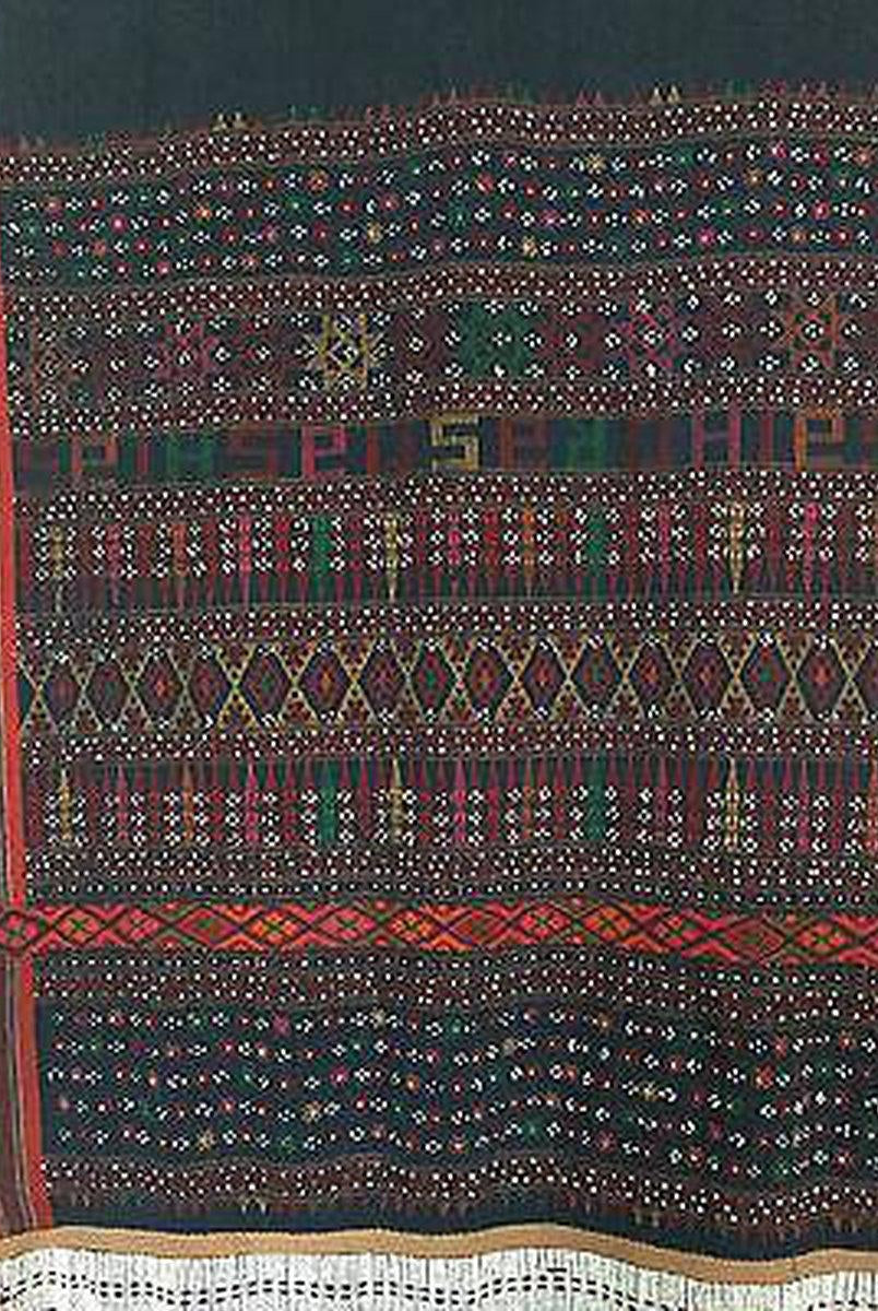 882 SOLD Rare Beaded Batak Shoulder Cloth Ulos-WOVENSOULS-Antique-Vintage-Textiles-Art-Decor