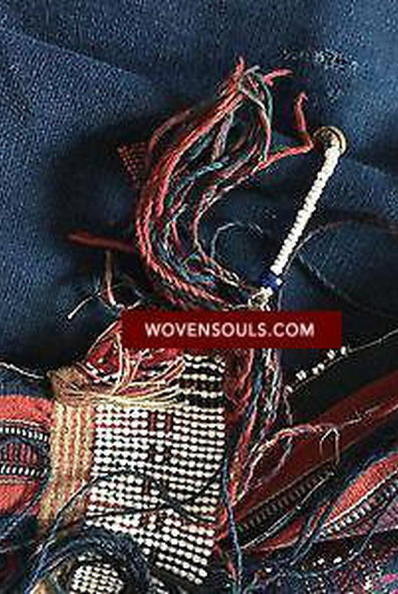882 SOLD Rare Beaded Batak Shoulder Cloth Ulos-WOVENSOULS-Antique-Vintage-Textiles-Art-Decor