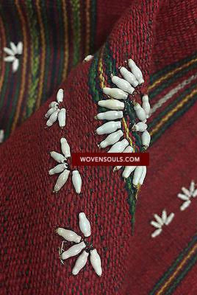 884 Seltenes Vintage burmesisches Hilltribe-Textil mit Hiobstränensamen-WOVENSOULS-Antike-Vintage-Textilien-Kunst-Dekor