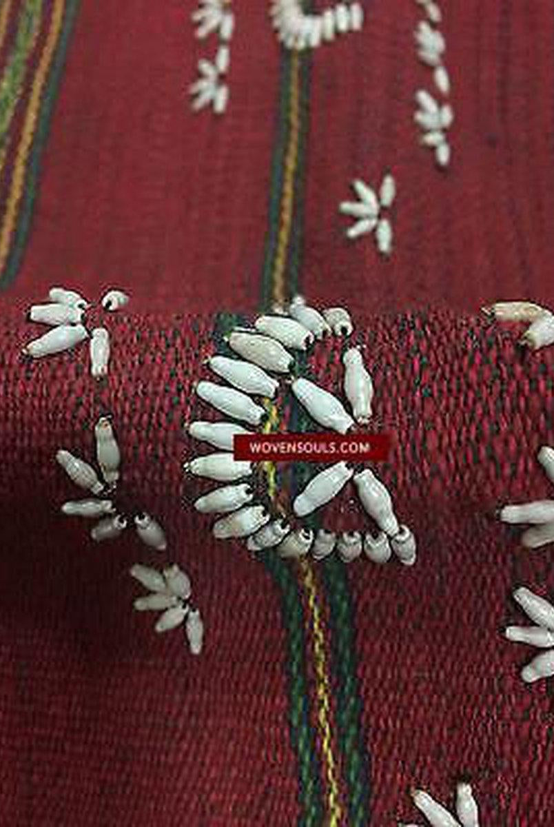 884 Seltenes Vintage burmesisches Hilltribe-Textil mit Hiobstränensamen-WOVENSOULS-Antike-Vintage-Textilien-Kunst-Dekor
