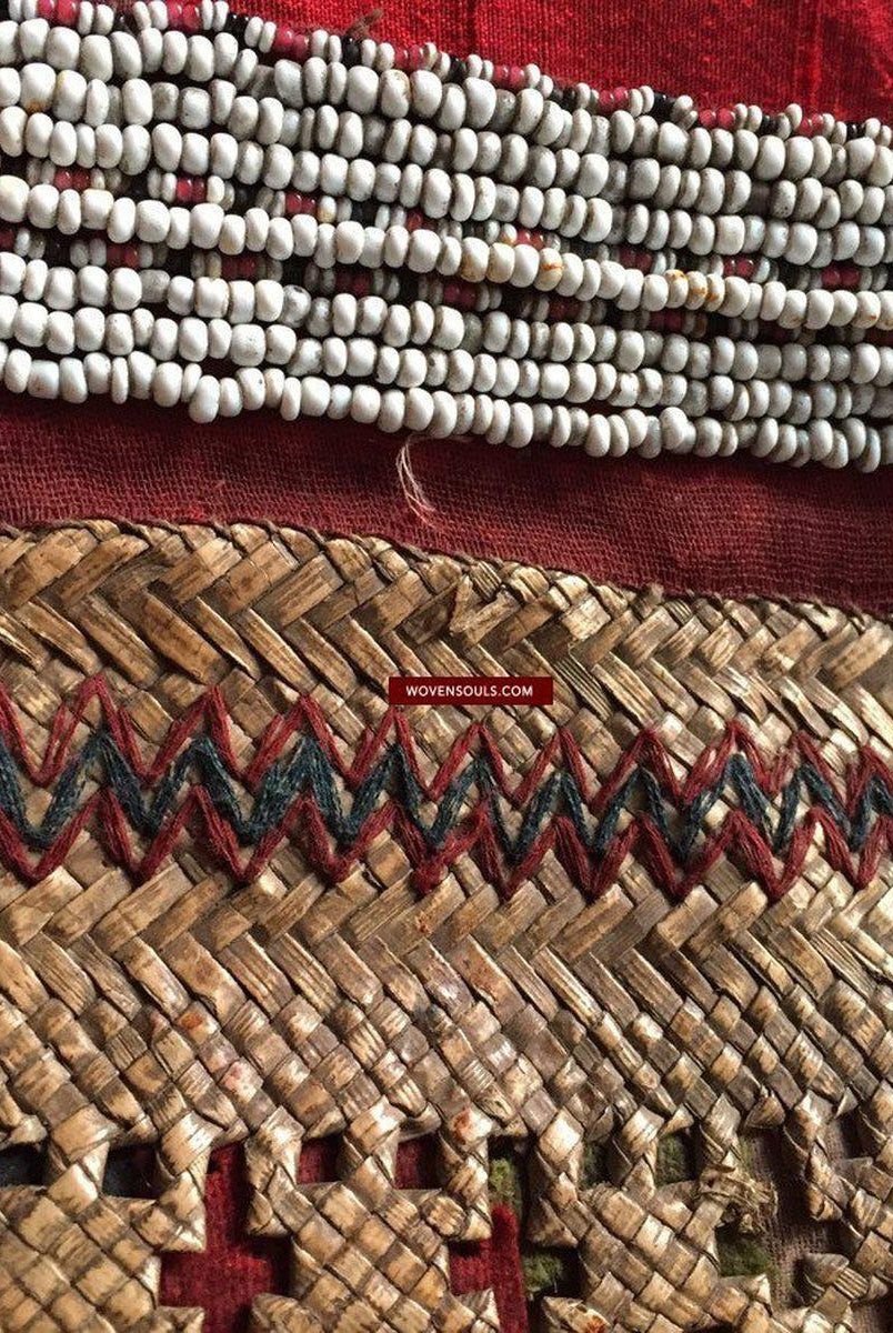 892 Sac emmêlé en rotin tissé Batak à perles antiques-WOVENSOULS-Antique-Vintage-Textiles-Art-Décor