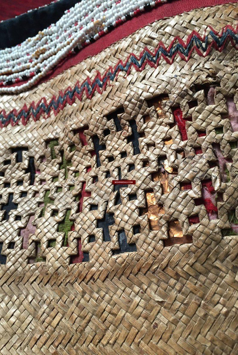 892 Sac emmêlé en rotin tissé Batak à perles antiques-WOVENSOULS-Antique-Vintage-Textiles-Art-Décor
