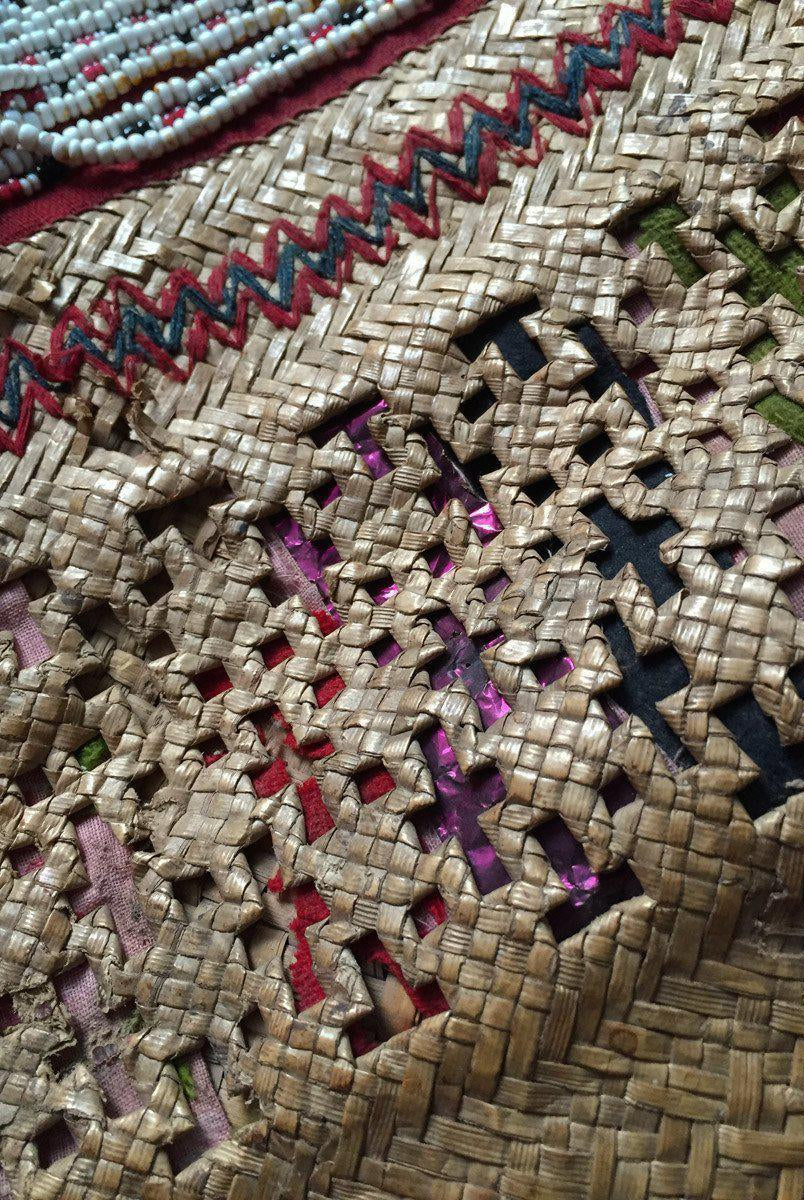 892 Sac emmêlé en rotin tissé Batak à perles antiques-WOVENSOULS-Antique-Vintage-Textiles-Art-Décor