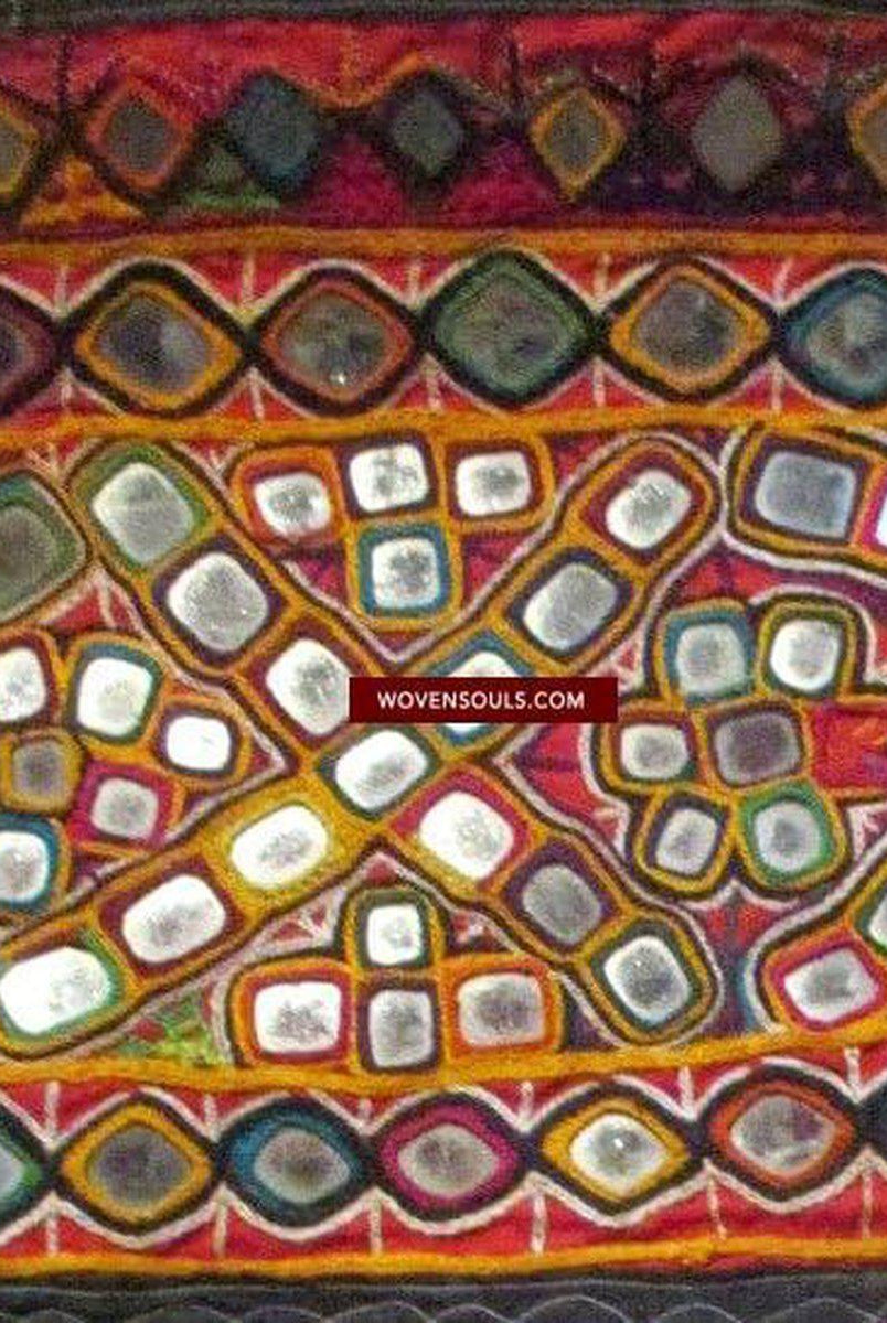 906 Vintage Mirror Embroidery Toran or Welcome Panel Gujarat - SOLD-WOVENSOULS-Antique-Vintage-Textiles-Art-Decor