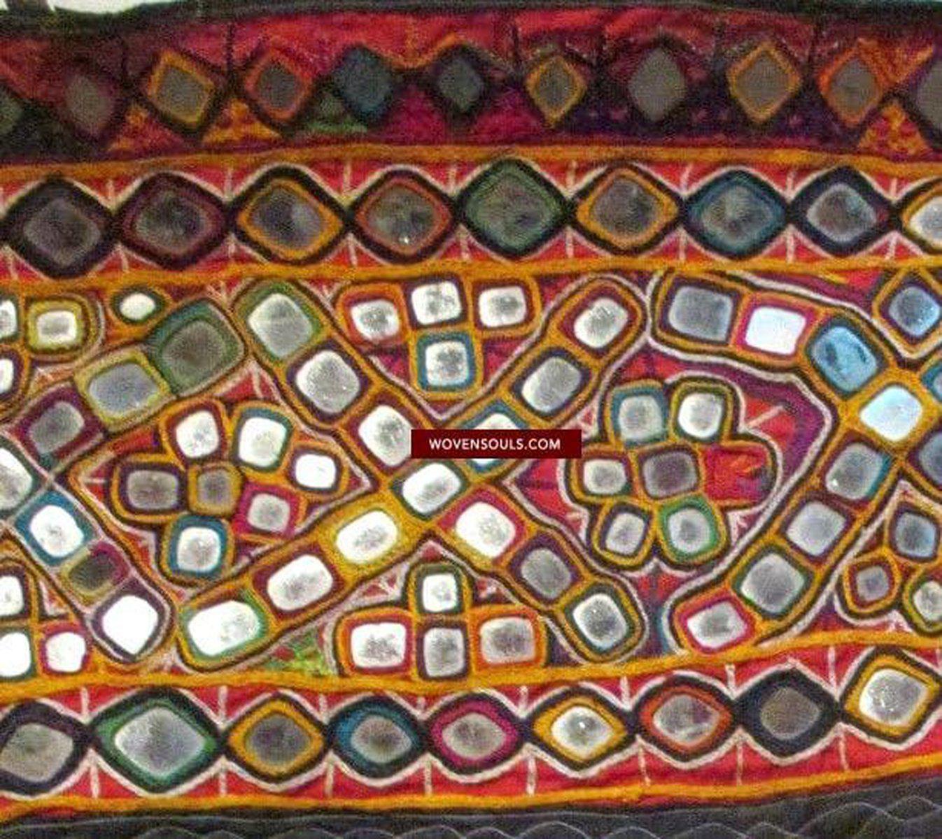 906 Vintage Mirror Embroidery Toran or Welcome Panel Gujarat - SOLD-WOVENSOULS-Antique-Vintage-Textiles-Art-Decor