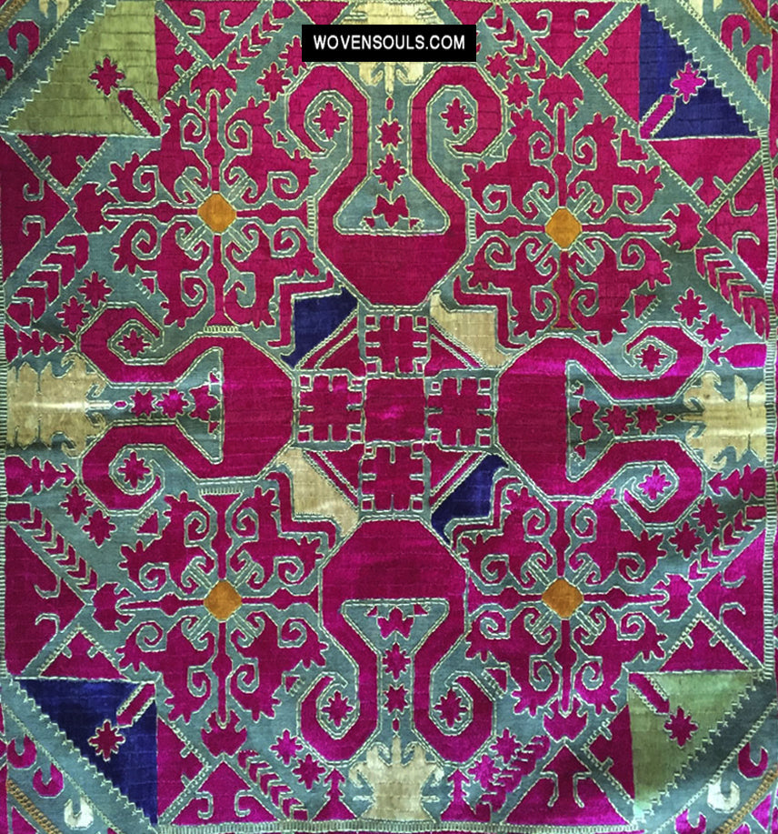 911 Museum Quality Antique Silk Embroidery Pillow Case - Swat Valley-WOVENSOULS Antique Textiles & Art Gallery