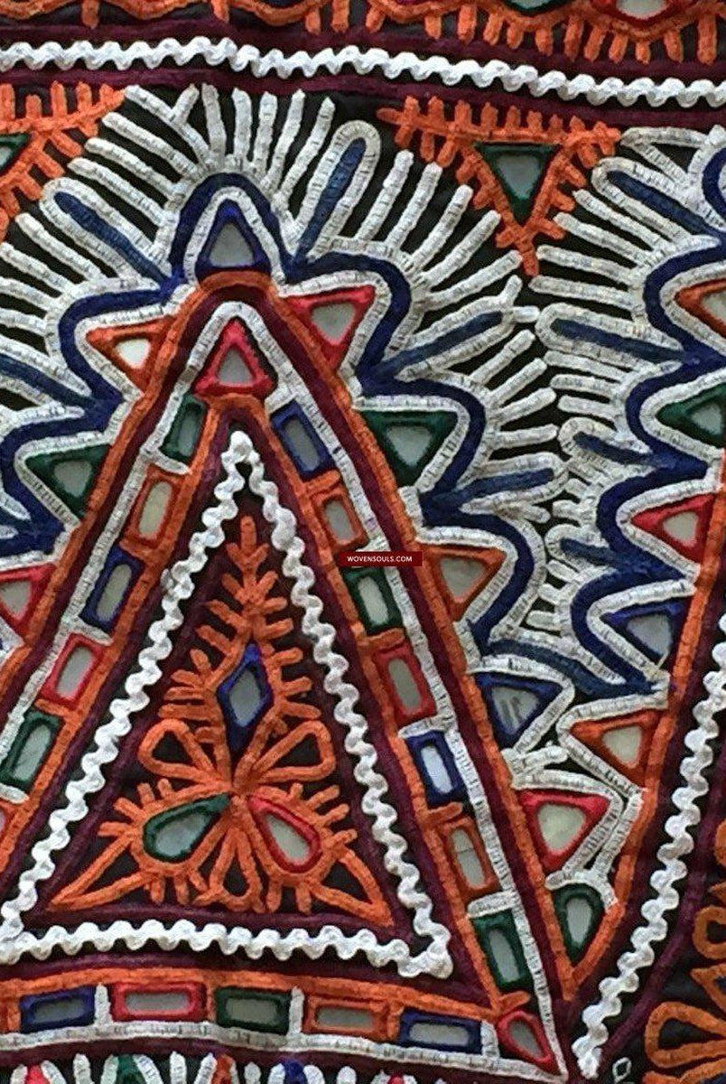 935 Long Kutch Toran - Vintage Rabari Embroidery Wall Decor Textile Art Gujarat-WOVENSOULS-Antique-Vintage-Textiles-Art-Decor