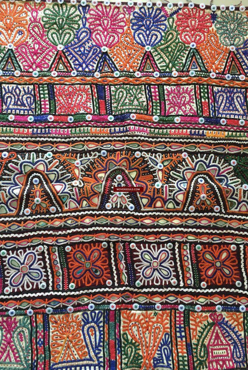 937 Dowry Bag Front Back Pair - Vintage Embroidery from Gujarat-WOVENSOULS-Antique-Vintage-Textiles-Art-Decor