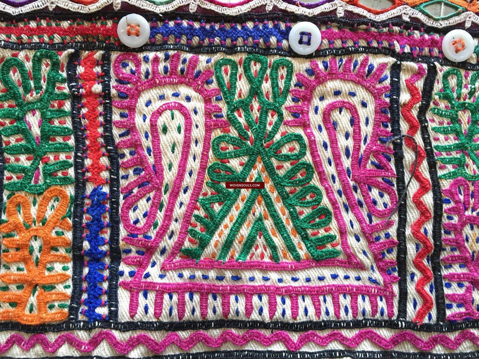 937 Dowry Bag Front Back Pair - Vintage Embroidery from Gujarat-WOVENSOULS-Antique-Vintage-Textiles-Art-Decor