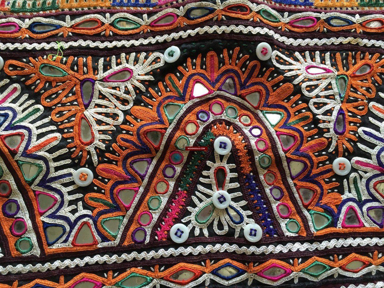 937 Dowry Bag Front Back Pair - Vintage Embroidery from Gujarat-WOVENSOULS-Antique-Vintage-Textiles-Art-Decor