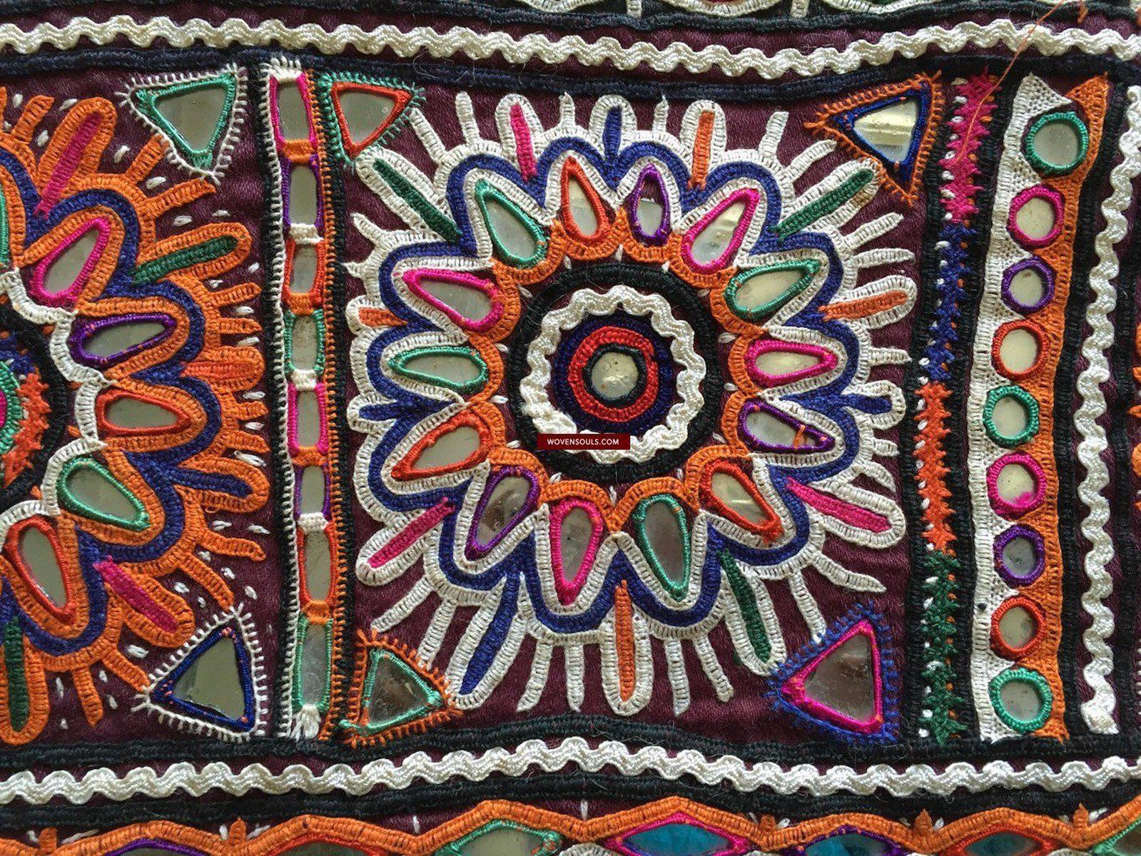 937 Dowry Bag Front Back Pair - Vintage Embroidery from Gujarat-WOVENSOULS-Antique-Vintage-Textiles-Art-Decor
