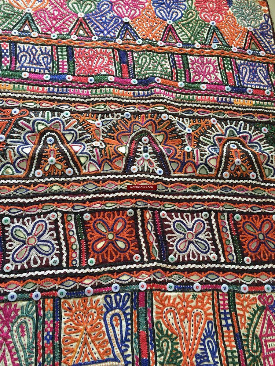 937 Dowry Bag Front Back Pair - Vintage Embroidery from Gujarat-WOVENSOULS-Antique-Vintage-Textiles-Art-Decor