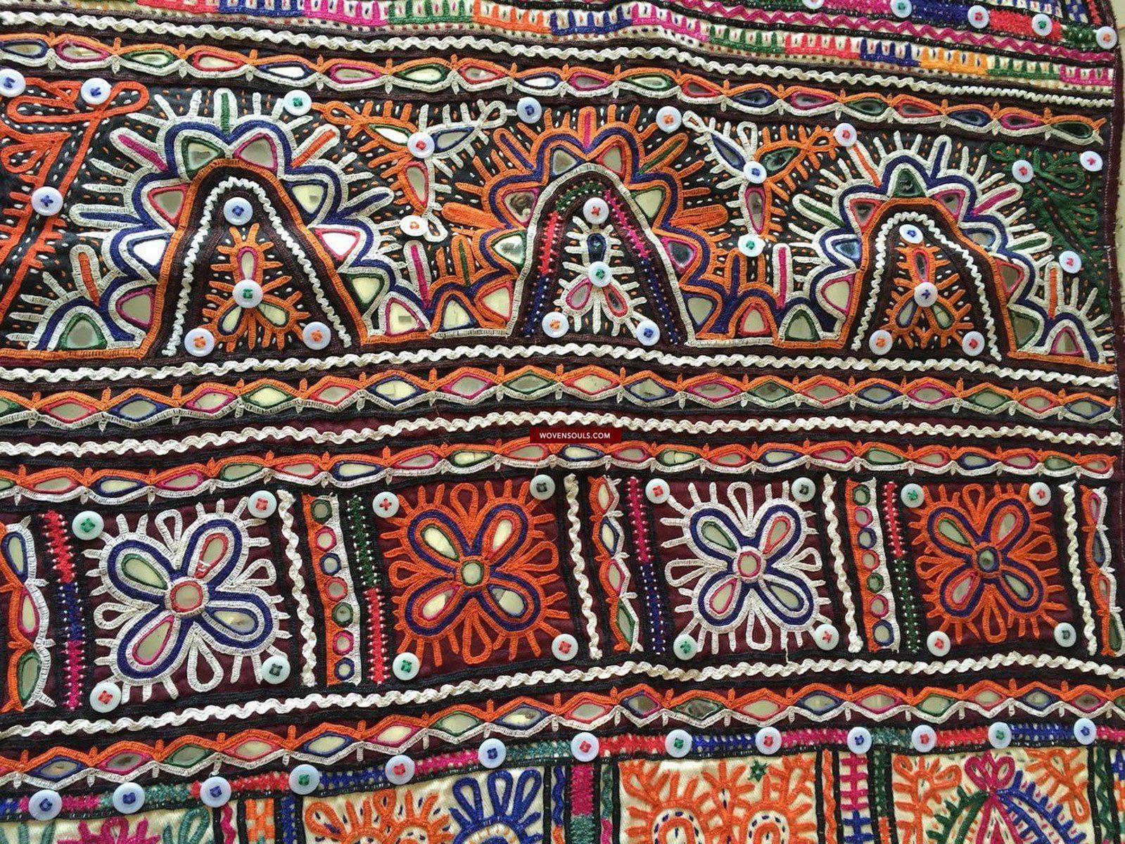 937 Dowry Bag Front Back Pair - Vintage Embroidery from Gujarat-WOVENSOULS-Antique-Vintage-Textiles-Art-Decor