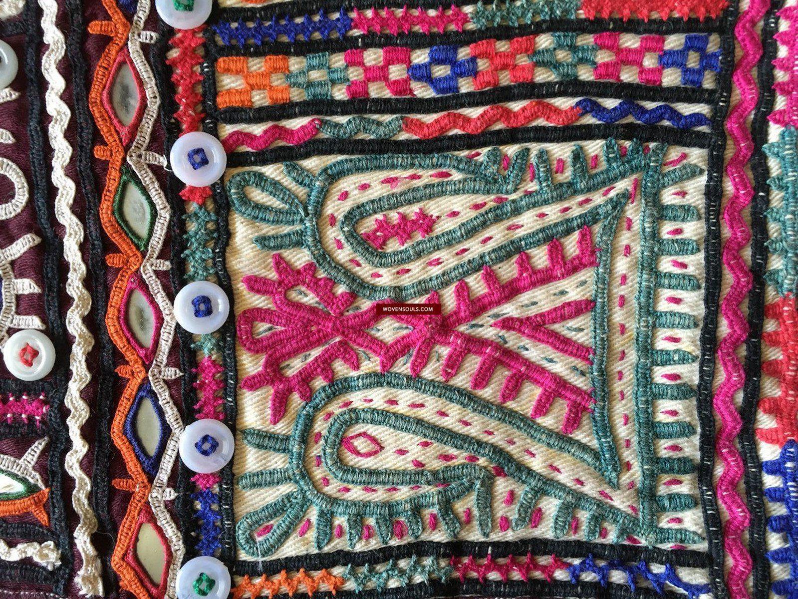 937 Dowry Bag Front Back Pair - Vintage Embroidery from Gujarat-WOVENSOULS-Antique-Vintage-Textiles-Art-Decor