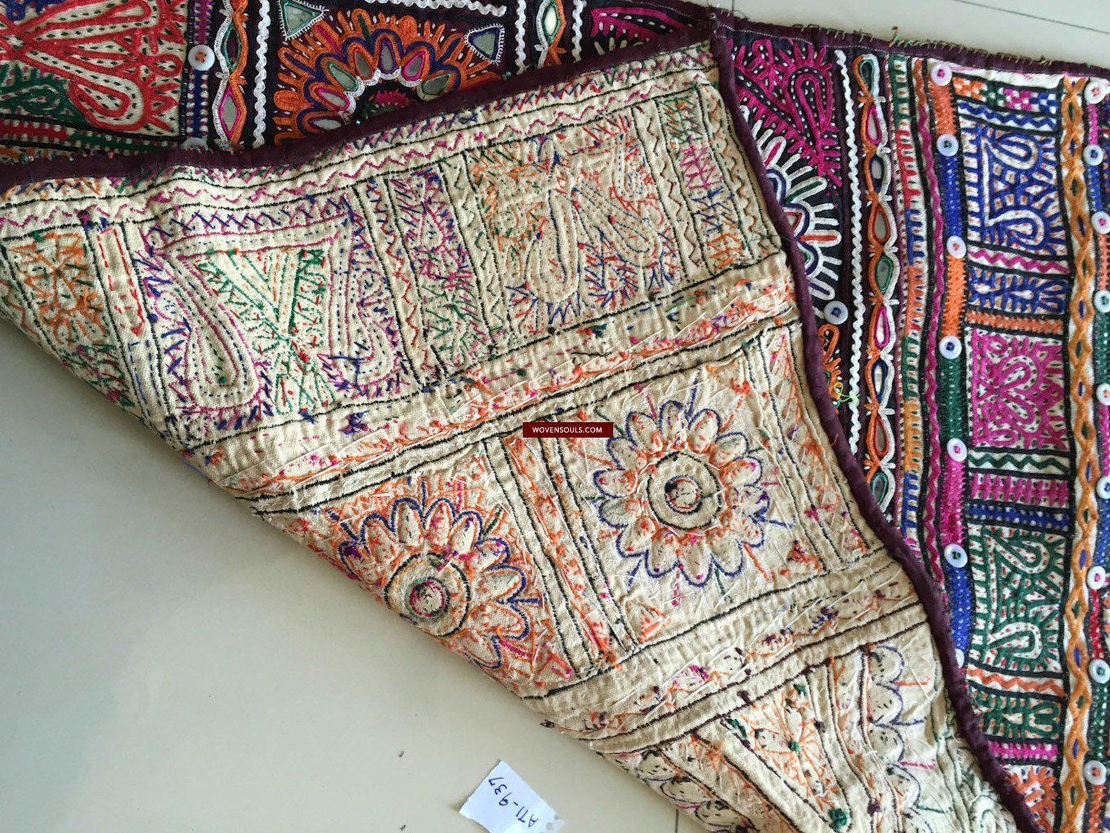 937 Dowry Bag Front Back Pair - Vintage Embroidery from Gujarat-WOVENSOULS-Antique-Vintage-Textiles-Art-Decor