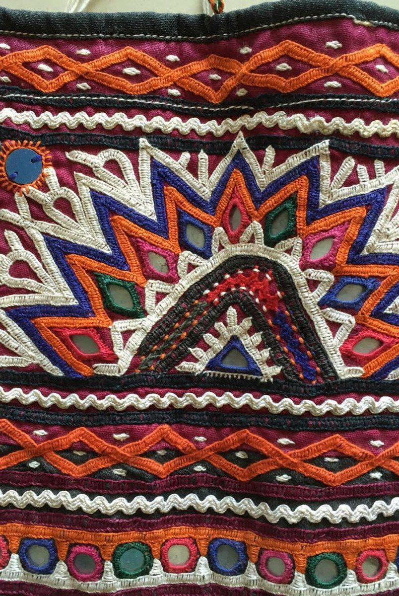 938 Vintage Rabari Embroidery Toran Decor - Textile Art from Gujarat-WOVENSOULS-Antique-Vintage-Textiles-Art-Decor