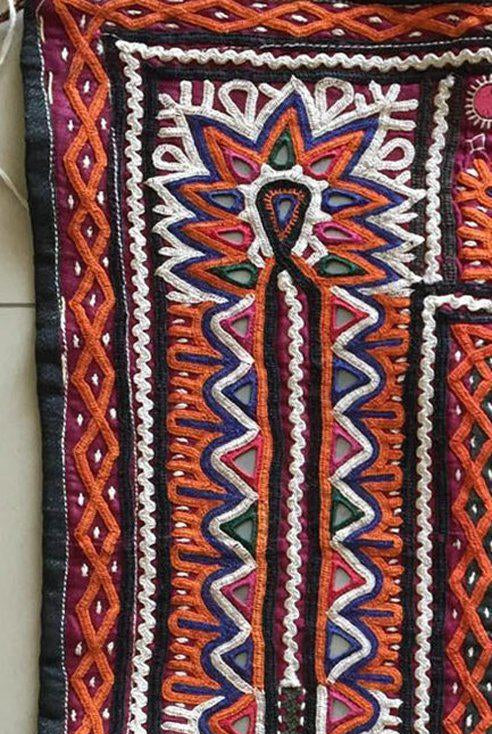 938 Vintage Rabari Embroidery Toran Decor - Textile Art from Gujarat-WOVENSOULS-Antique-Vintage-Textiles-Art-Decor