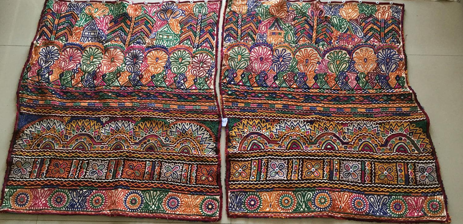 939 Dowry Bag Front Back Pair - Vintage Rabari Embroidery from Gujarat-WOVENSOULS Antique Textiles & Art Gallery