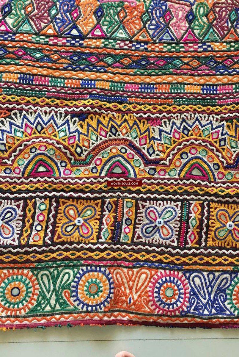 939 Dowry Bag Front Back Pair - Vintage Rabari Embroidery from Gujarat-WOVENSOULS-Antique-Vintage-Textiles-Art-Decor