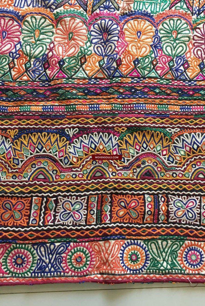 939 Dowry Bag Front Back Pair - Vintage Rabari Embroidery from Gujarat-WOVENSOULS-Antique-Vintage-Textiles-Art-Decor
