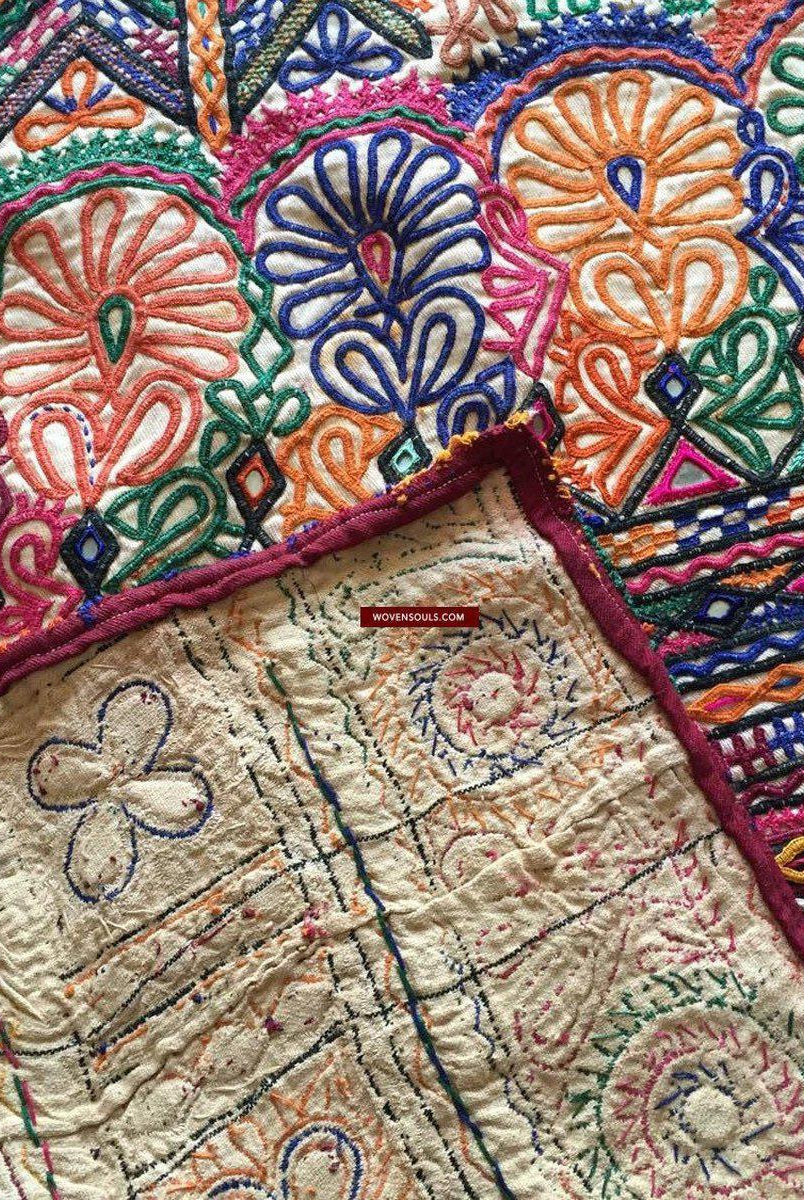 939 Dowry Bag Front Back Pair - Vintage Rabari Embroidery from Gujarat-WOVENSOULS-Antique-Vintage-Textiles-Art-Decor