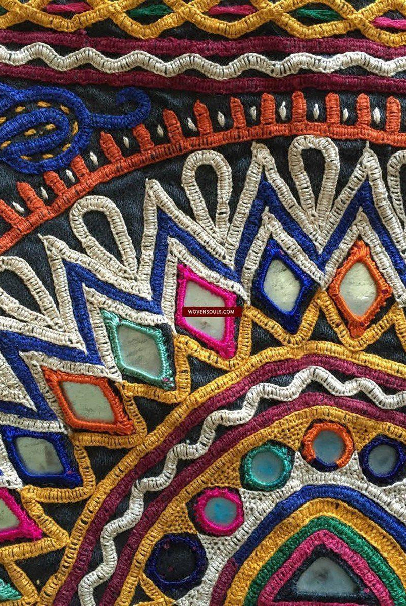939 Dowry Bag Front Back Pair - Vintage Rabari Embroidery from Gujarat-WOVENSOULS-Antique-Vintage-Textiles-Art-Decor