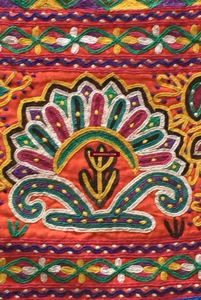 942 Vintage Embroidery - Door Decor Panel from Gujarat - Mochi Bharat Kaam-WOVENSOULS-Antique-Vintage-Textiles-Art-Decor