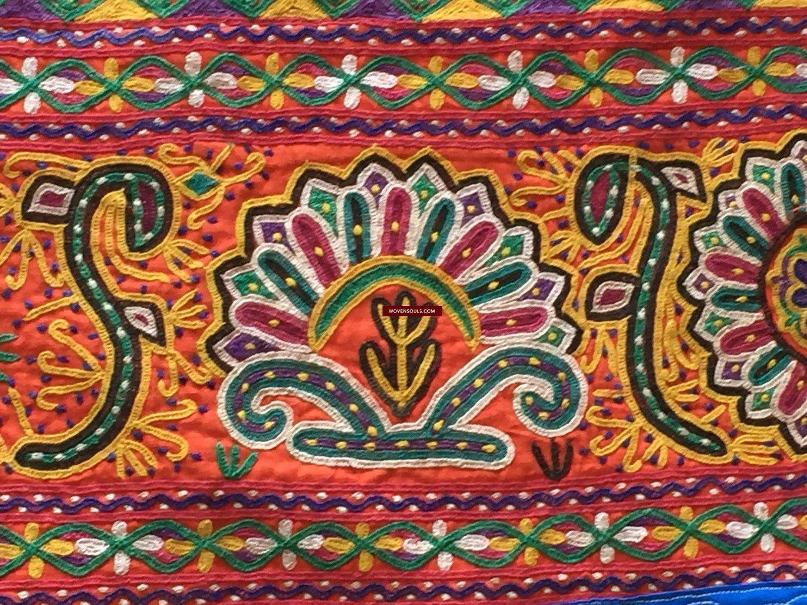 942 Vintage Embroidery - Door Decor Panel from Gujarat - Mochi Bharat Kaam-WOVENSOULS-Antique-Vintage-Textiles-Art-Decor