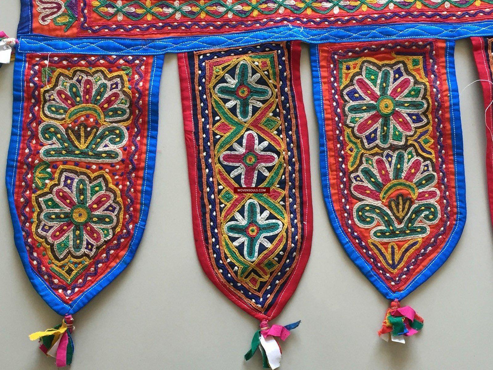 942 Vintage Embroidery - Door Decor Panel from Gujarat - Mochi Bharat Kaam-WOVENSOULS-Antique-Vintage-Textiles-Art-Decor