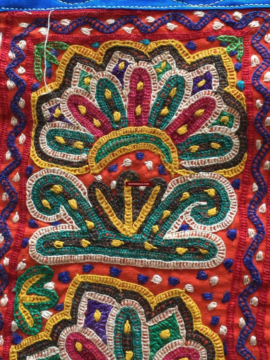 942 Vintage Embroidery - Door Decor Panel from Gujarat - Mochi Bharat Kaam-WOVENSOULS-Antique-Vintage-Textiles-Art-Decor