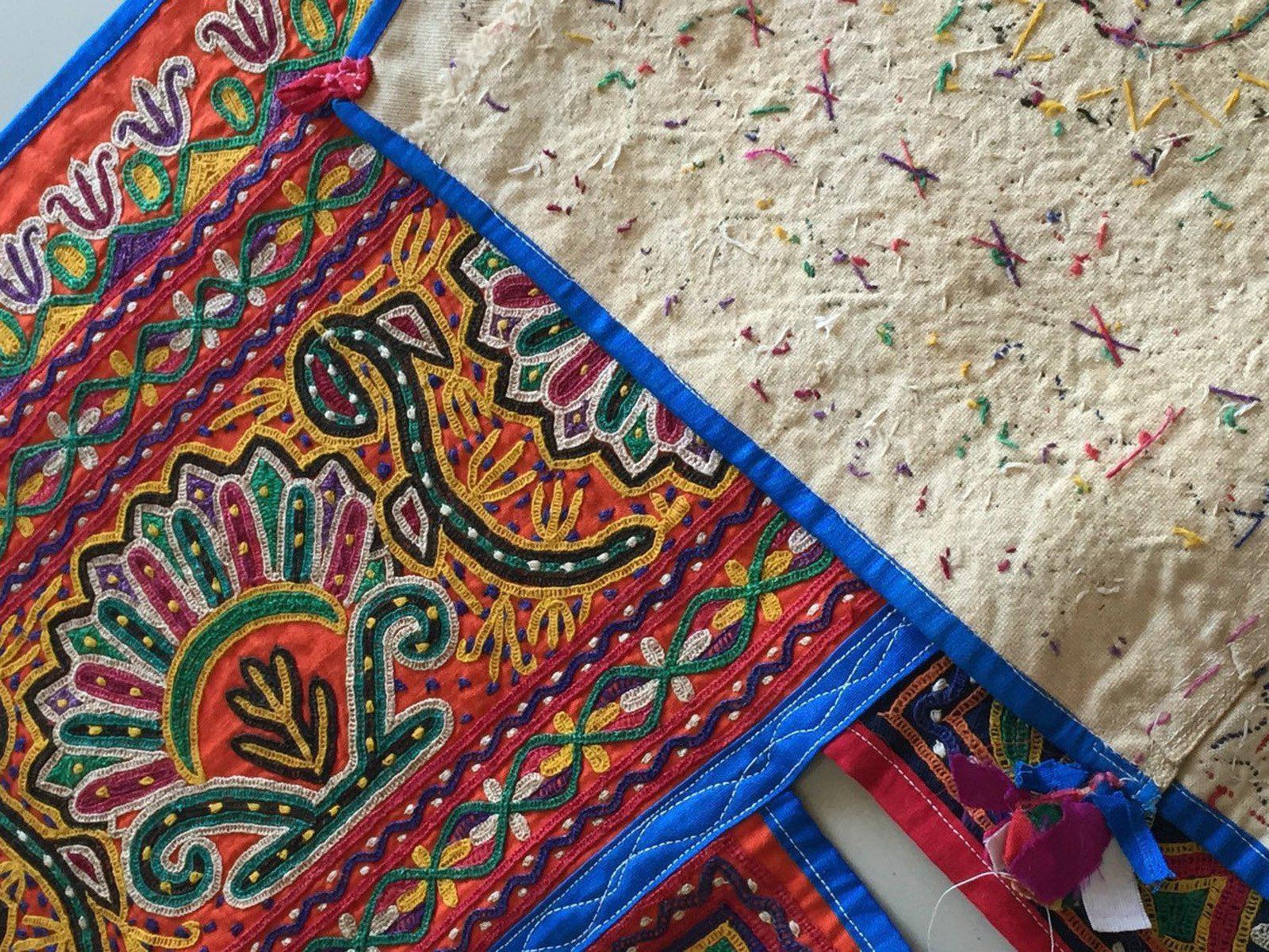 942 Vintage Embroidery - Door Decor Panel from Gujarat - Mochi Bharat Kaam-WOVENSOULS-Antique-Vintage-Textiles-Art-Decor