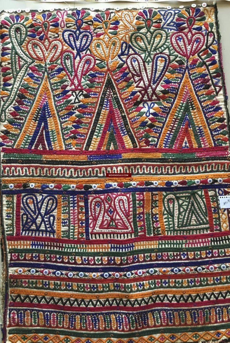 956 Dowry Bag Front Back Embroidered Panel Pair - Vintage Rabari Embroidery from Gujarat-WOVENSOULS-Antique-Vintage-Textiles-Art-Decor