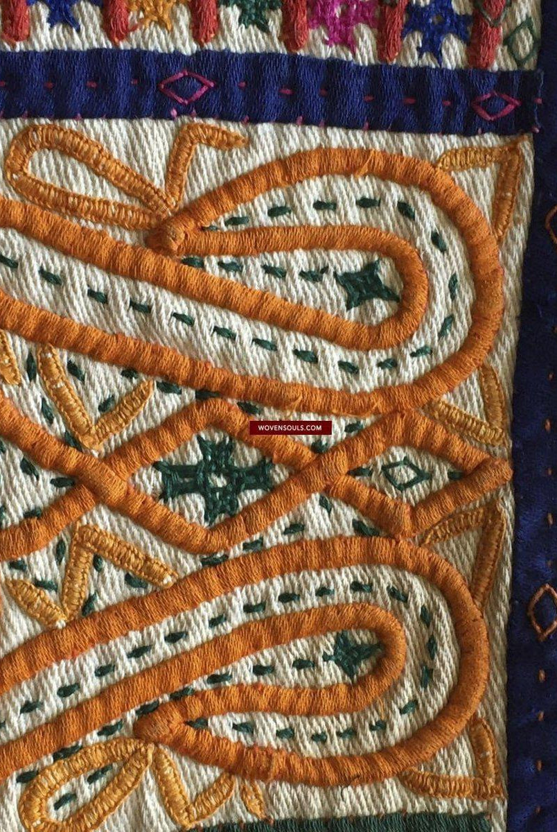956 Dowry Bag Front Back Embroidered Panel Pair - Vintage Rabari Embroidery from Gujarat-WOVENSOULS-Antique-Vintage-Textiles-Art-Decor