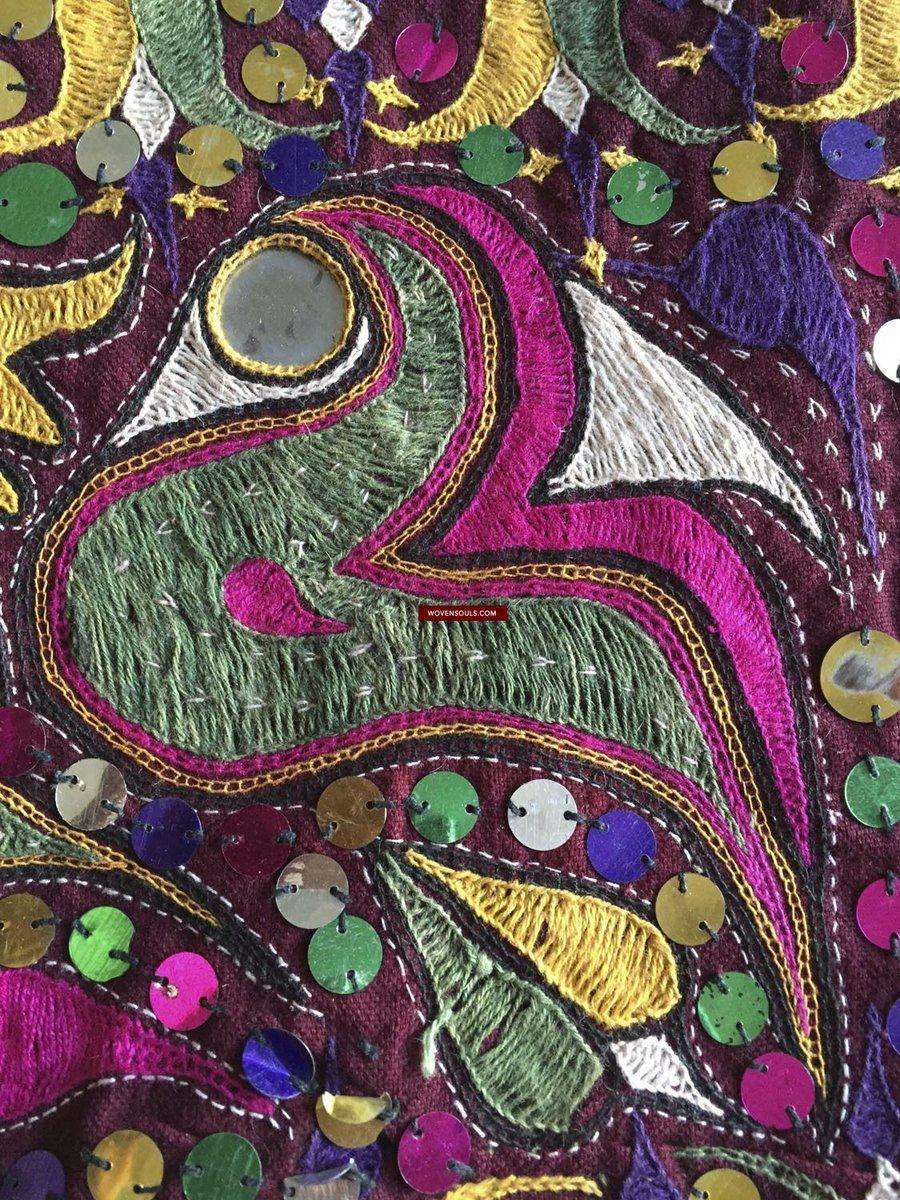 958 Amazing Gujarat Ceremonial Animal Cover with Embroidery - Gujarat-WOVENSOULS-Antique-Vintage-Textiles-Art-Decor