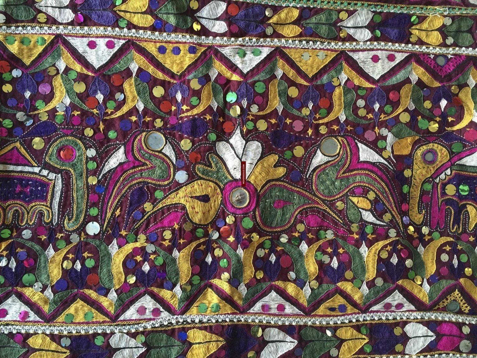 958 Amazing Gujarat Ceremonial Animal Cover with Embroidery - Gujarat-WOVENSOULS-Antique-Vintage-Textiles-Art-Decor